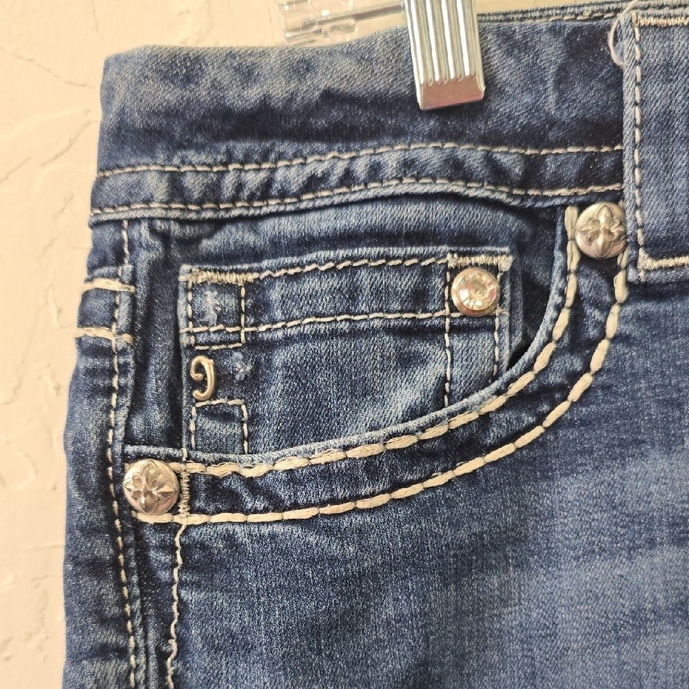 Miss Me Dark Blue Distressed Denim Shorts - Picture 2 of 7